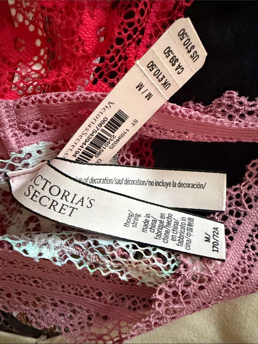 Victoria's Secret Pink Lace Thong 6 pairs - Picture 3 of 5